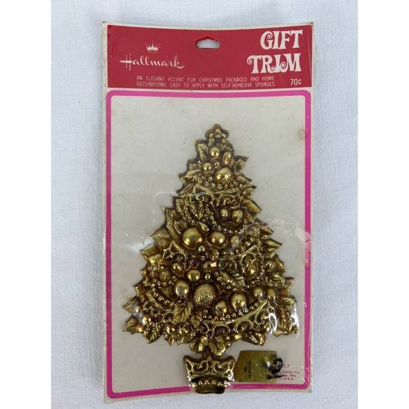 Hallmark Other - Vintage Hallmark Gift Trim Gold Christmas Tree 7" NOS Sealed MCM